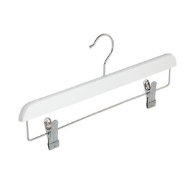 DER KLEIDERBÜGELRIESE Rock / Hosenbügel Lotusholz weiß lackiert mit Klammern, 40 cm DER KLEIDERBÜGELRIESE Rock / Hosenbügel Lotusholz weiß lackiert mit Klammern, 40 cm