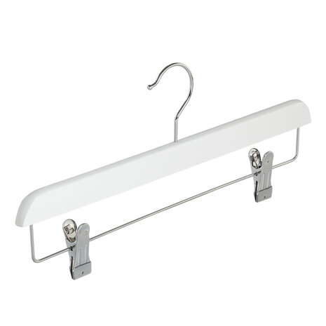 DER KLEIDERBÜGELRIESE Rock / Hosenbügel Lotusholz weiß lackiert mit Klammern, 40 cm