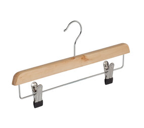 DER KLEIDERBÜGELRIESE Rock / Hosenbügel Lotusholz natur lackiert mit Klammern, 34 cm