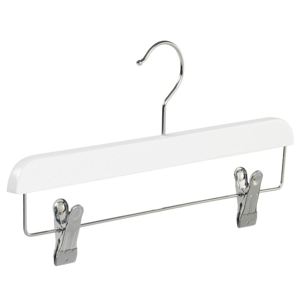 Der Kleiderbügelriese Rock / Hosenbügel Lotusholz weiß lackiert mit Klammern, 34 cm