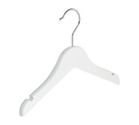 DER KLEIDERBÜGELRIESE Kinderbügel Lotusholz weiß lackiert mit Rockkerben, 28 cm DER KLEIDERBÜGELRIESE Kinderbügel Lotusholz weiß lackiert mit Rockkerben, 28 cm