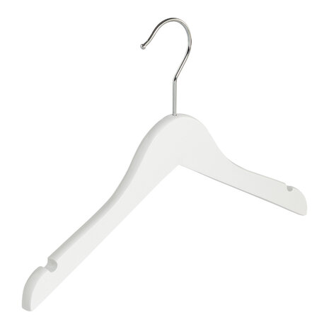 Kinderbügel Lotusholz weiß lackiert mit Rockkerben, 32 cm