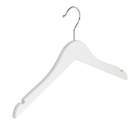 Kinderbügel Lotusholz weiß lackiert mit Rockkerben, 36 cm Kinderbügel Lotusholz weiß lackiert mit Rockkerben, 36 cm