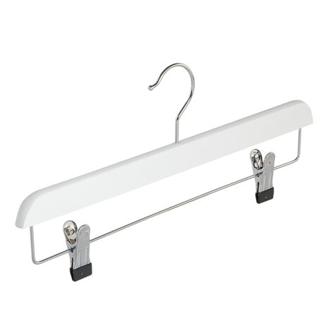 Rock / Hosenbügel Lotusholz weiß lackiert mit Klammern, 40 cm