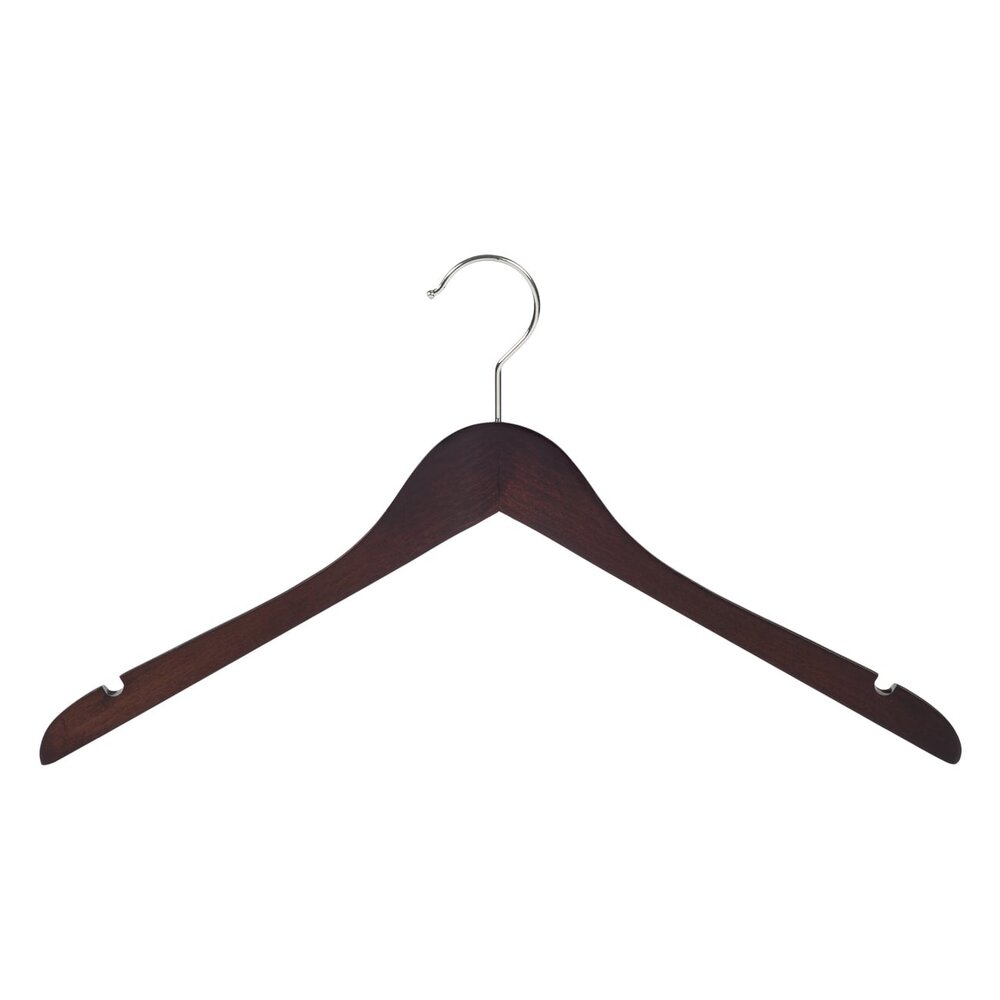 Blusen / Hemdenbügel Buchenholz wenge gebeizt mit Rockkerben, 44cm