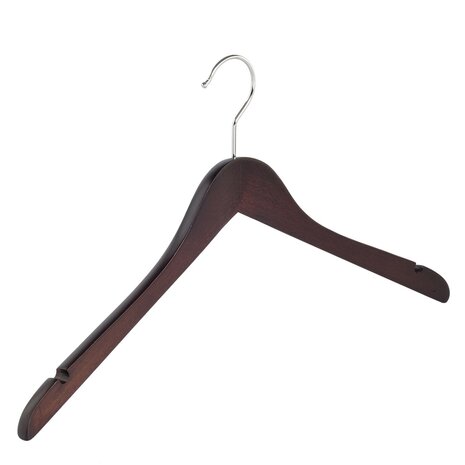 Blusen / Hemdenbügel Buchenholz wenge gebeizt mit Rockkerben, 44cm