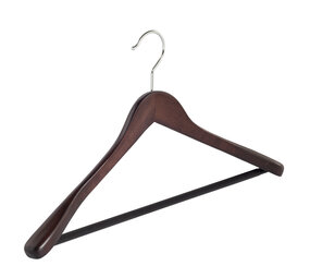Jacken / Anzugbügel Buchenholz wenge gebeizt mit Schulterverbreiterung und anti-rutsch Hosensteg, 44 cm