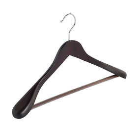 Jacken / Anzugbügel Buchenholz wenge gebeizt mit Schulterverbreiterung und anti-rutsch Hosensteg, 41 cm