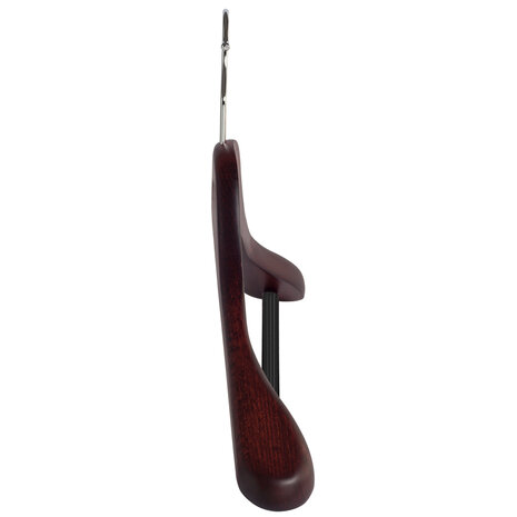 Jacken / Anzugbügel Buchenholz mahagoni gebeizt mit Schulterverbreiterung und anti-rutsch Hosensteg, 38 cm Jacken / Anzugbügel Buchenholz mahagoni gebeizt mit Schulterverbreiterung und anti-rutsch Hosensteg, 38 cm