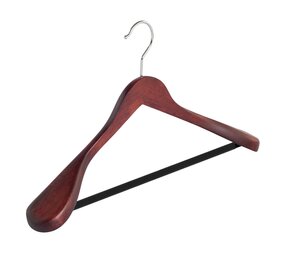 Jacken / Anzugbügel Buchenholz mahagoni gebeizt mit Schulterverbreiterung und anti-rutsch Hosensteg, 44 cm