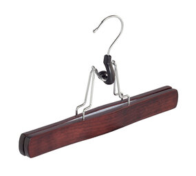 Hosenklemme Buchenholz mahagoni gebeizt mit Filz Einlage, 27 cm