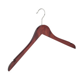 Blusen / Hemdenbügel Buchenholz mahagoni gebeizt mit Rockkerben, 44 cm