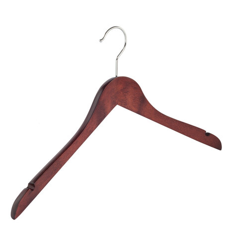 Blusen / Hemdenbügel Buchenholz mahagoni gebeizt mit Rockkerben, 44 cm