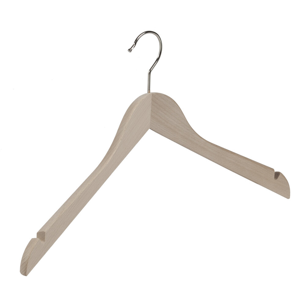 Der Kleiderbügelriese Blusen / Hemdenbügel Buchenholz unlackiert mit Rockkerben, 38 cm Der Kleiderbügelriese Blusen / Hemdenbügel Buchenholz unlackiert mit Rockkerben, 38 cm