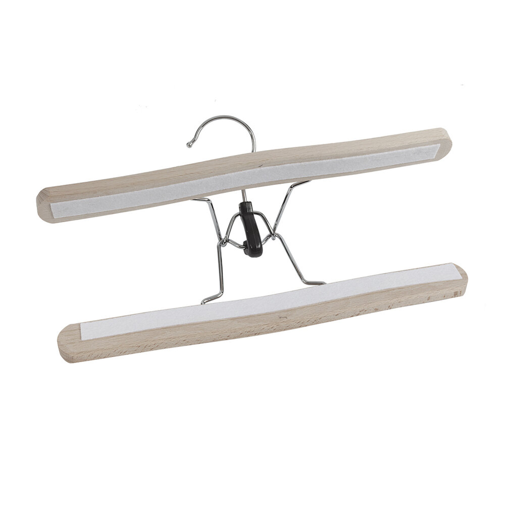 Der Kleiderbügelriese Hosenklemme Buchenholz unlackiert mit Filz Einlage, 27 cm Der Kleiderbügelriese Hosenklemme Buchenholz unlackiert mit Filz Einlage, 27 cm