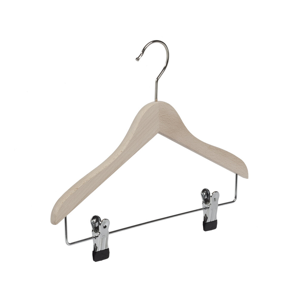 Der Kleiderbügelriese Kinderbügel Buchenholz unlackiert mit Klammersteg, 25 cm Der Kleiderbügelriese Kinderbügel Buchenholz unlackiert mit Klammersteg, 25 cm