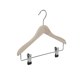 Der Kleiderbügelriese Kinderbügel Buchenholz unlackiert mit Klammersteg, 25 cm Der Kleiderbügelriese Kinderbügel Buchenholz unlackiert mit Klammersteg, 25 cm
