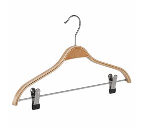 Blusen / Hemdenbügel Birkenholz natur lackiert mit Klammersteg, 42 cm Blusen / Hemdenbügel Birkenholz natur lackiert mit Klammersteg, 42 cm