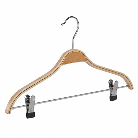 Blusen / Hemdenbügel Birkenholz natur lackiert mit Klammersteg, 42 cm Blusen / Hemdenbügel Birkenholz natur lackiert mit Klammersteg, 42 cm