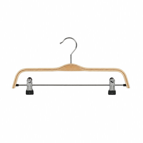 Rock / Hosenbügel Birkenholz natur lackiert mit anti-rutsch Klammern, 41 cm Rock / Hosenbügel Birkenholz natur lackiert mit anti-rutsch Klammern, 41 cm
