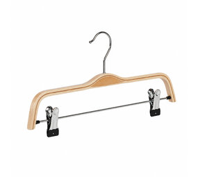 Rock / Hosenbügel Birkenholz natur lackiert mit anti-rutsch Klammern, 41 cm