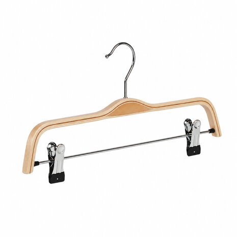 Rock / Hosenbügel Birkenholz natur lackiert mit anti-rutsch Klammern, 41 cm Rock / Hosenbügel Birkenholz natur lackiert mit anti-rutsch Klammern, 41 cm