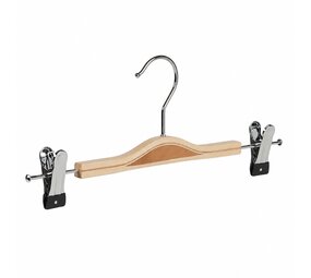 Rock / Hosenbügel Birkenholz natur lackiert mit anti-rutsch Klammern, 36 cm