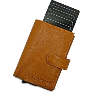 Lundholm Ausschiebbares Leder-Kartenetui Herren mit Geldbörse – Cognac Lundholm Ausschiebbares Leder-Kartenetui Herren mit Geldbörse – Cognac