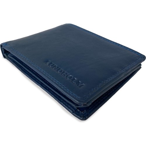 Lundholm Lundholm leren portemonnee heren RFID leer blauw - donkerblauwe herenportemonnee portefeuille heren met anti-skim bescherming - mannen cadeautjes tip