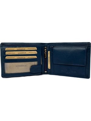 Lundholm Lundholm leren portemonnee heren RFID leer blauw - donkerblauwe herenportemonnee portefeuille heren met anti-skim bescherming - mannen cadeautjes tip