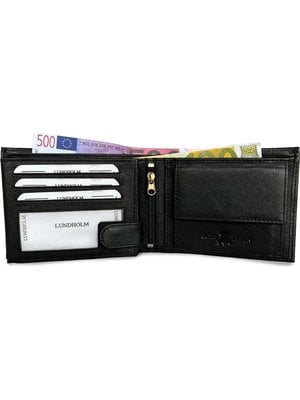 Lundholm Lundholm leren portemonnee heren leer portefeuille heren zwart - zeer soepel nappa leer - dun en ideaal billfold formaat - mannen cadeautjes cadeau voor man portemonnee heren pasjes houder mannen
