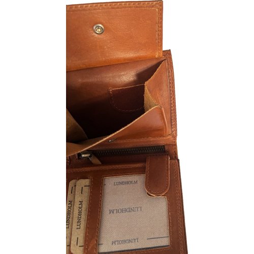 Lundholm Lundholm Portemonnee heren luxe leer RFID anti-skim - hoge kwaliteit portefeuille heren leer - mannen cadeautjes, cadeau voor man Billfold Cognac