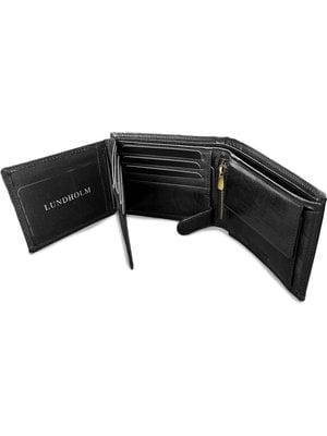 Lundholm Lundholm Portemonnee heren luxe leer RFID anti-skim - Sundsvall serie portefeuille heren leer - mannen cadeautjes Billfold Zwart - mannen cadeautjes