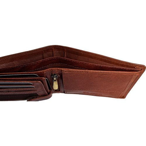 Lundholm Lundholm Portemonnee heren luxe leer RFID anti-skim - Sundsvall serie portefeuille heren leer - mannen cadeautjes Billfold Bruin Cognac