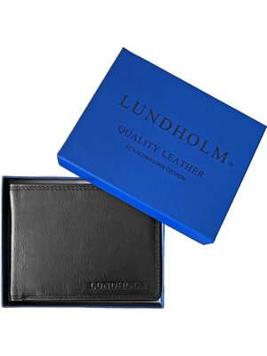 Lundholm Lundholm leren portemonnee heren rfid zwart - portemonnee heren pasjes houder - in geschenkdoos dark blue - cadeau voor man | Stockholm serie billfold mannen portefeuille