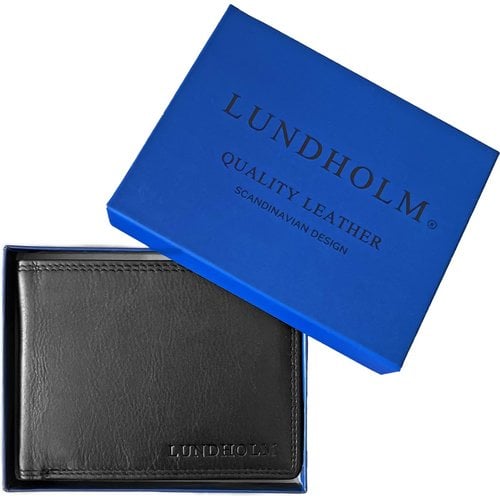 Lundholm Lundholm leren portemonnee heren rfid zwart - portemonnee heren pasjes houder - in geschenkdoos dark blue - cadeau voor man | Stockholm serie billfold mannen portefeuille