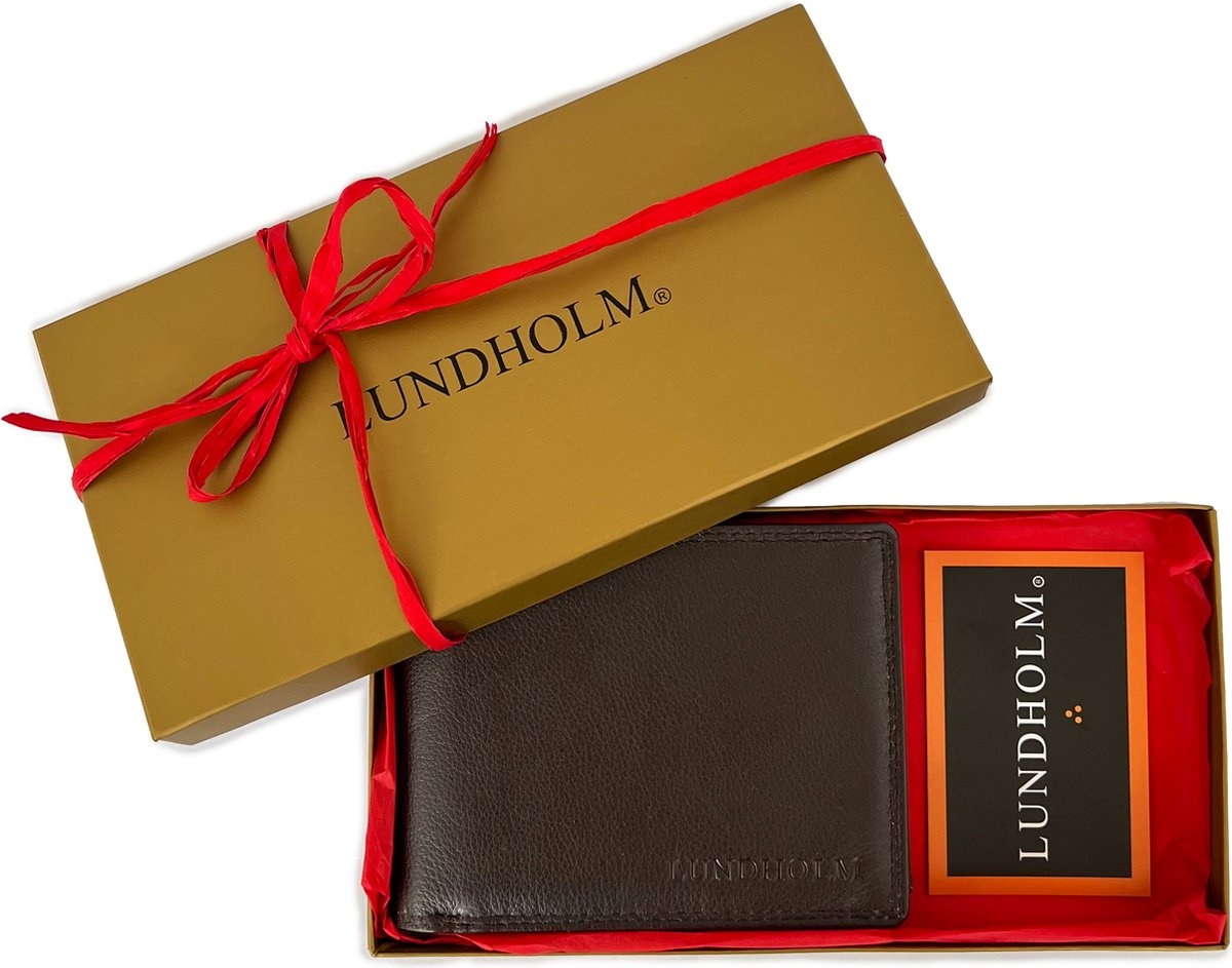 erosie 945 tobben Lundholm cadeaupakket mannen heren cadeau set in geschenkverpakking - leren  portemonnee heren bruin met RFID anti-skim bescherming - cadeau voor man -  kerstcadeau pakket - kerst cadeautjes mannen cadeautjes - Hilten Lederwaren  & Cadeaus