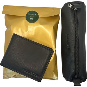 Lundholm Lundholm heren portemonnee met RFID anti skimming - Zwart - leren etui pennenzak voor volwassenen zwart leder - cadeau voor man mannen cadeautjes
