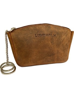 Lundholm Lundholm leren sleuteletui heren bruin cognac - sleuteltasje met rits bruin sleutelhanger auto - autosleutel hoesje mannen cadeautjes - cadeau voor man tip