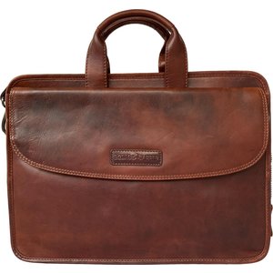 Louis Wallis Louis Wallis Laptop tas heren schoudertas heren met laptopvak leer bruin cognac 13.3 inch - aktetas heren bruin - hoogwaardig leder