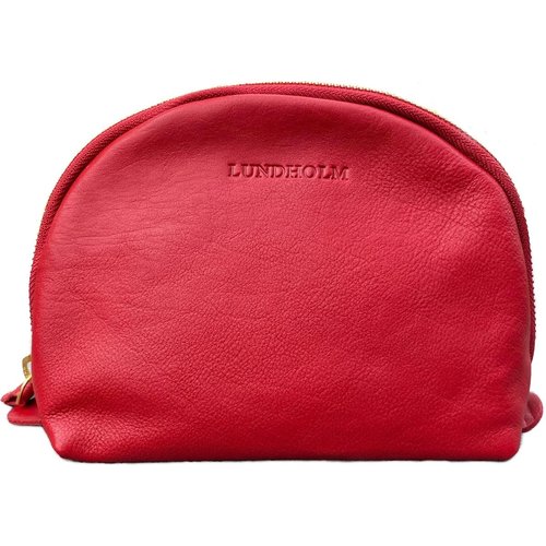 Lundholm Lundholm leren make up tasje etui dames rood - toilettas dames leer design rood - bag in bag tas organizer - hoogwaardig leer - vrouwen kados cadeau voor vrouw