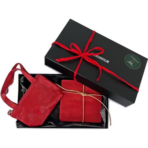 Lundholm Lundholm cadeaupakket vrouw kerstpakket doos - onderzetters voor glazen leer - sleuteletui dames Lundholm - kerstpakket vrouw vrouwen cadeautjes kerst kerstcadeau voor vrouwen