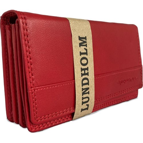 Lundholm Lundholm portemonnee dames overslag rood RFID - Leren portefeuille dames met anti-skim bescherming - vrouwen cadeautjes overslagportemonnee dames rood
