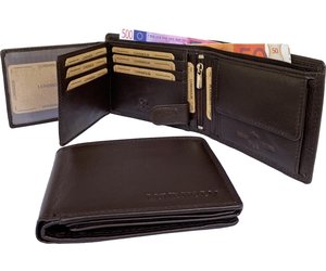 Leren RFID portemonnee heren leer staand model bruin met