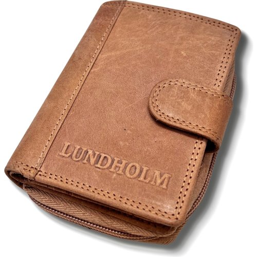 Lundholm Lundholm portemonnee dames klein met rits cognac beige RFID anti skim - portefeuille dames leer - vrouwen cadeautjes tip | cadeau voor vriendin | Lundholm Thyholm serie