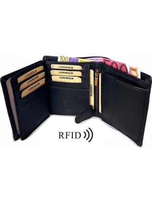 Lundholm Lundholm Leren portemonnee heren leer luxe uitgevoerd met RFID anti – skim bescherming – portefeuille heren leer Zwart