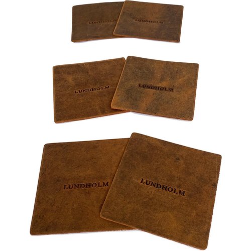 Lundholm Lundholm leren onderzetters voor glazen vierkant bruin 6 stuks - onderzetters design hunter leer vintage - cadeau voor man mannen cadeautjes