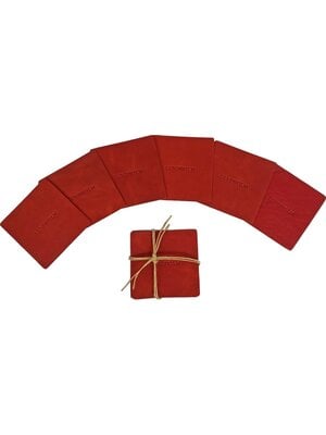 Lundholm Lundholm leren onderzetters voor glazen vierkant rood 6 stuks - rode onderzetters design - cadeau voor vrouwen vrouwen cadeautjes