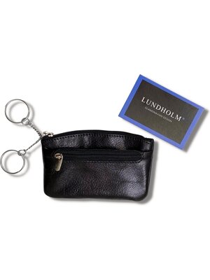 Lundholm Lundholm leren sleuteletui heren zwart - sleuteltasje met rits sleutelhanger auto - autosleutel hoesje mannen cadeautjes - cadeau voor man tip