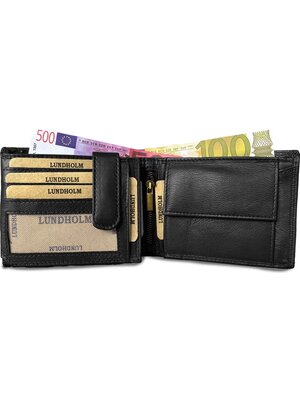Lundholm Lundholm Leren portemonnee heren leer luxe uitgevoerd – hoogwaardige kwaliteit – portefeuille heren zwart